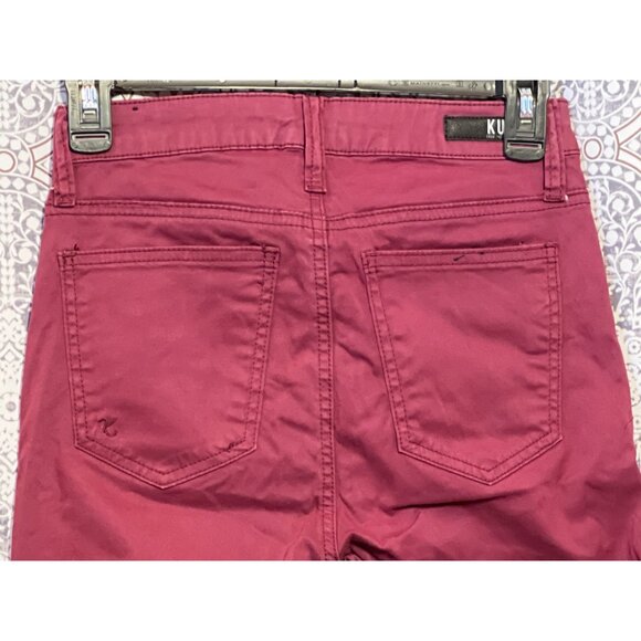 KUT From The Kloth Womens Burgundy Diana Skinny Jeans Size 00 Stretch Cotton Ble - Picture 4 of 10
